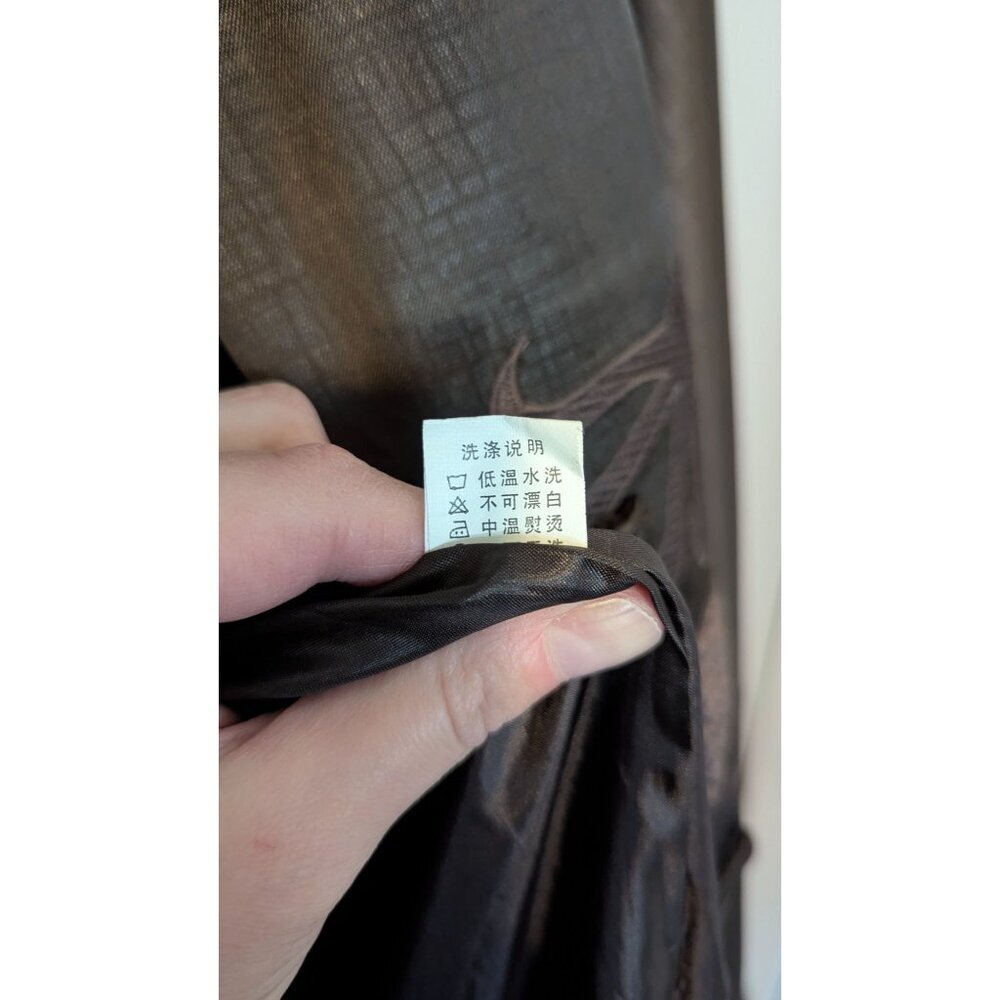 Vintage Mens Traditional Chinese Jacket Large Dragon Brown Satin House Coat - Picture 9 of 12